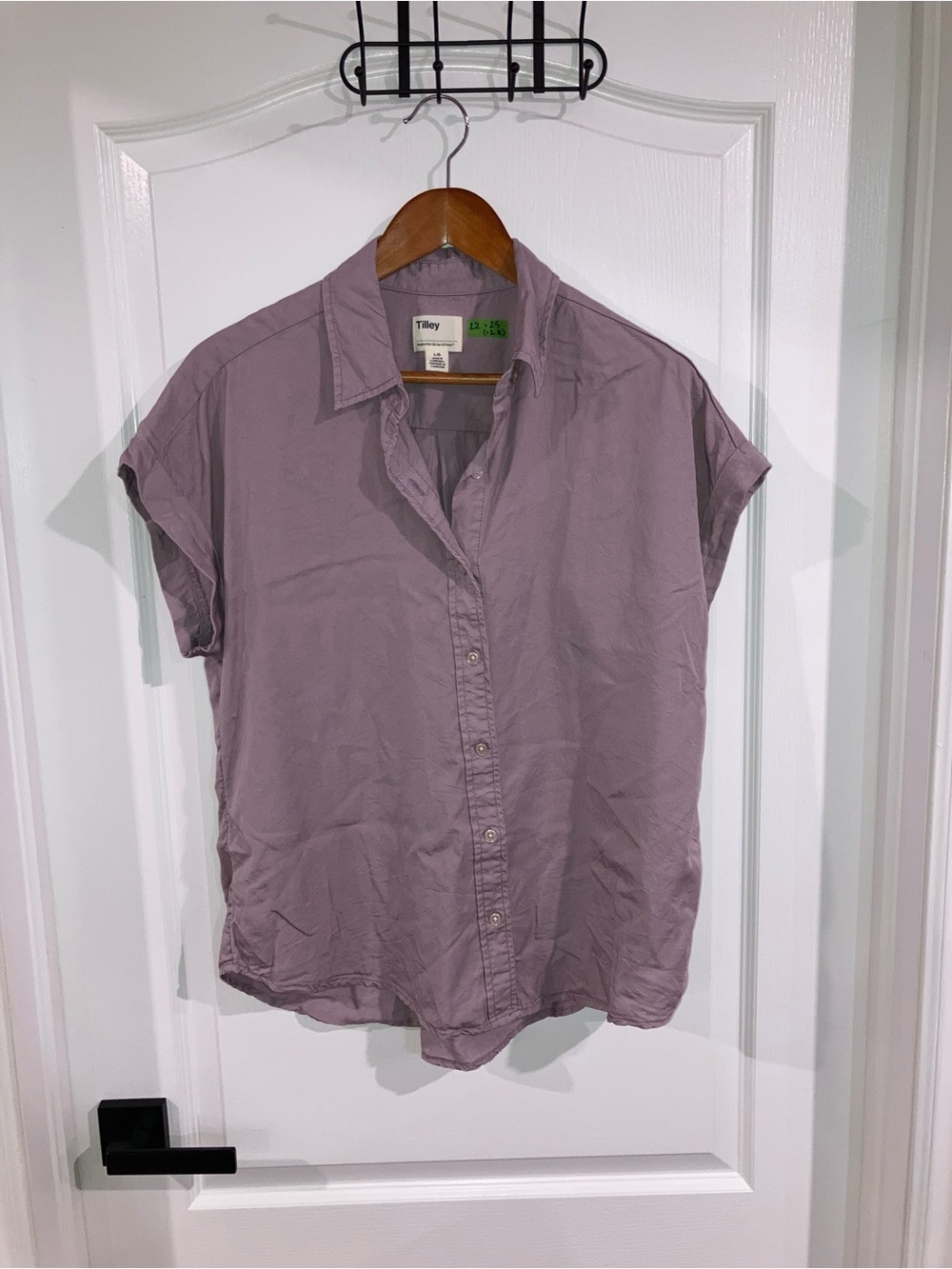 Tilley Light Purple Short Sleeve Button Up Shirt - size L